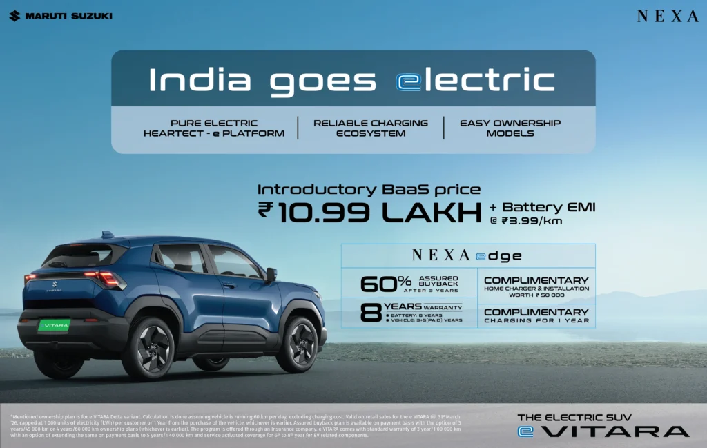 Maruti Suzuki eVitara electric SUV in modern design with futuristic styling